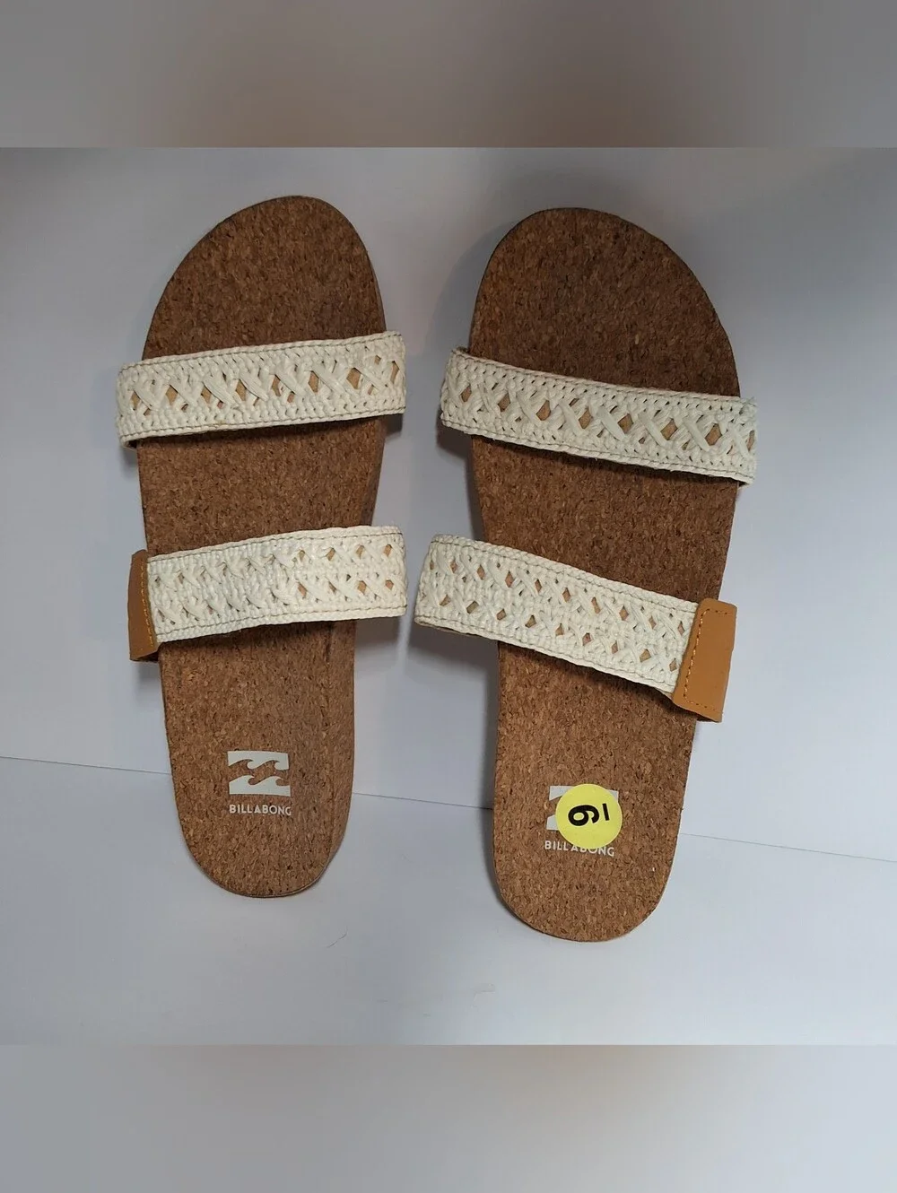 Billabong Women's White Woven Cork Slide Sandals